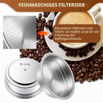 51mm filtračný košík portafiltera, dvojstenný nerezový espresso filter na 2 šálky s čistiacim