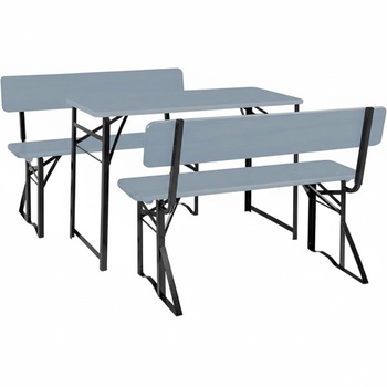 Záhradný set BBDL-119, 1 stôl a 2 lavice, dĺžka 119 cm, šedá - B