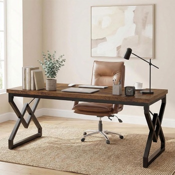 Počítačový stôl HOGA-XK00700, 160 x 71 x 76 cm, čierno/hnedý - A