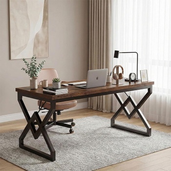 Počítačový stôl HOGA-XK00700, 160 x 71 x 76 cm, čierno/hnedý - A