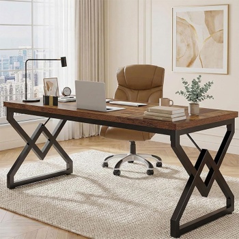 Počítačový stôl HOGA-XK00700, 160 x 71 x 76 cm, čierno/hnedý - A