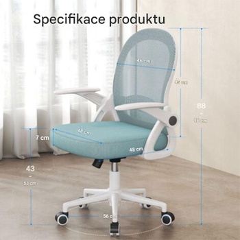 Ergonomická detská stolička X24F00K243, nastaviteľné podrúčky, bielo/modrá - A