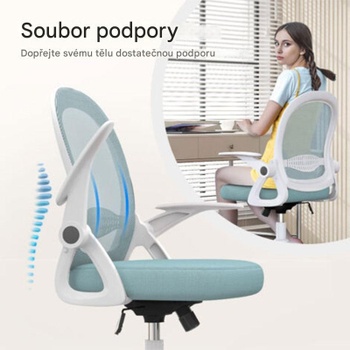 Ergonomická detská stolička X24F00K243, nastaviteľné podrúčky, bielo/modrá - A
