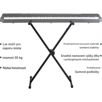 Stojan na klávesy Cantabile X, výškovo nastaviteľný, čierny - A