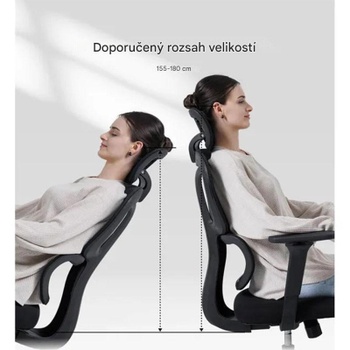 Ergonomická kancelárska stolička BS5BB black, nastaviteľné podrúčky, čierna - A