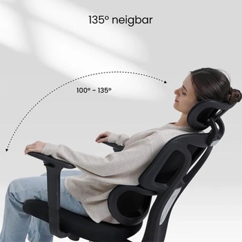 Ergonomická kancelárska stolička BS5BB black, nastaviteľné podrúčky, čierna - A