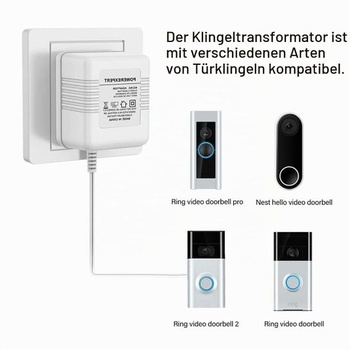 Transformátory pre zvonček 24V/500mA, biely napájací transformátorový kábel AC