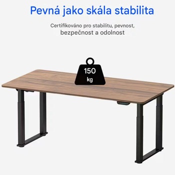 Výškovo nastaviteľný stôl E2QB-EUV2, bez dosky, čierny - A