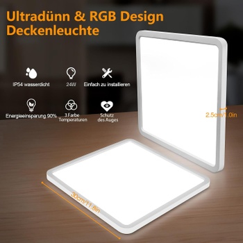Stropné svietidlo Fynokst LED 24W 3200lm biela