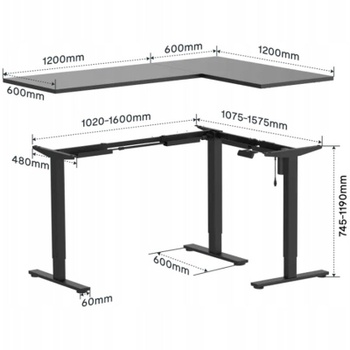Výškovo nastaviteľný stôl Q1LW-18012-EUAM, 180 x 120 cm, biely - B