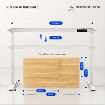 Elektrický nastaviteľný stôl QB2M-1670-EU maple, 2 motory, 160 x 70 cm - A