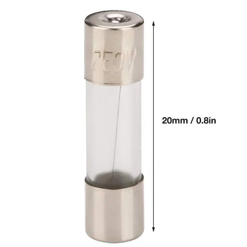 Sada 50 kusů rychlých skleněných pojistek 5x20 mm, různé velikosti, s různými proudy: 0,25 A, 0,3