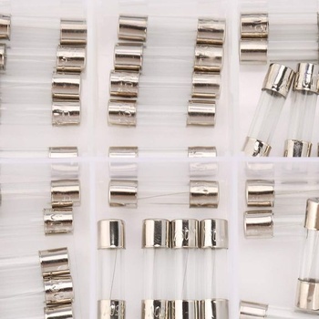 Sada 50 kusov rýchlych sklenených poistiek 5x20 mm, rôzne veľkosti, s rôznymi prúdmi: 0,25 A, 0,3