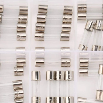 Sada 50 kusů rychlých skleněných pojistek 5x20 mm, různé velikosti, s různými proudy: 0,25 A, 0,3
