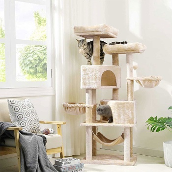 Škrabadlo pre mačky DJ486092, 153 cm, béžové - A