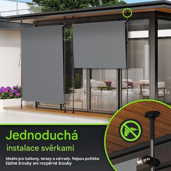 Vonkajšia vertikálna markíza HLS023-3, 200 x 270 cm, tmavo šedá - A