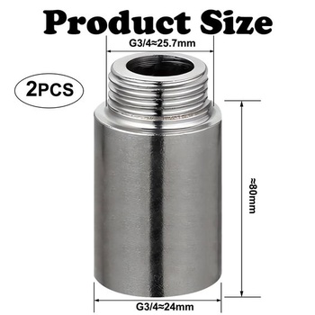 2 kusy nerezového predĺženia kohútika 3/4 palca x 80 mm, 3/4