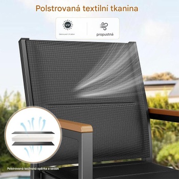 Sada 2 záhradných stoličiek CL03002-2, odolná voči poveternostným vplyvom, čierna - A