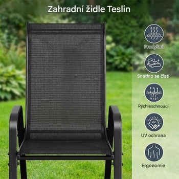 Sada 4 stohovateľných záhradných stoličiek YTC-301, nosnosť 150 kg, čierne - A
