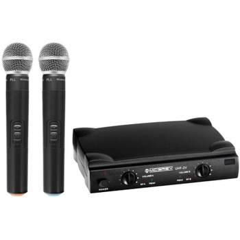 Bezdrôtový mikrofónny set UHF-2V, 2kanálový, čierny - A