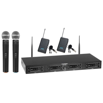 4 kanálový bezdrôtový set UHF 2V2I, dosah 50 metrov, čierny…