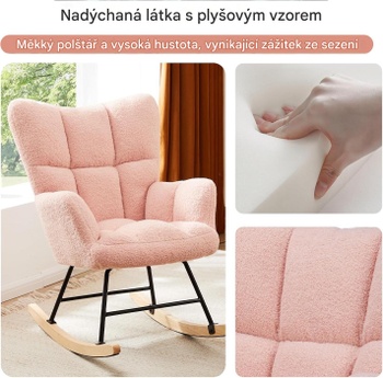 Hojdacie kreslo do detskej izby C-1025, čalúnené, ružové - A