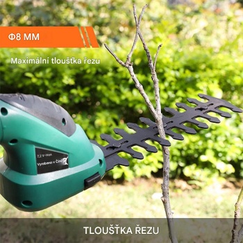 Akumulátorové nožnice na živý plot N0E-20ET-7,2, 2000 mAh, 7,2 V, čierno/zelený - A