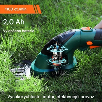 Akumulátorové nožnice na živý plot N0E-20ET-7,2, 2000 mAh, 7,2 V, čierno/zelený - A