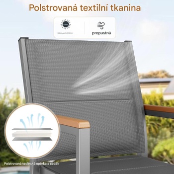 Sada 2 záhradných stoličiek CL03002-2, stohovateľné, šedé - A