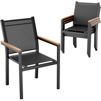 Sada 2 záhradných stoličiek CL03002-1, nosnosť 150 kg, čierne - A