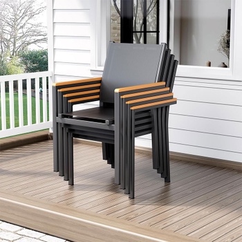 Sada 2 záhradných stoličiek CL03002-1, nosnosť 150 kg, čierne - A