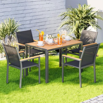 Sada 2 záhradných stoličiek CL03002-1, nosnosť 150 kg, čierne - A