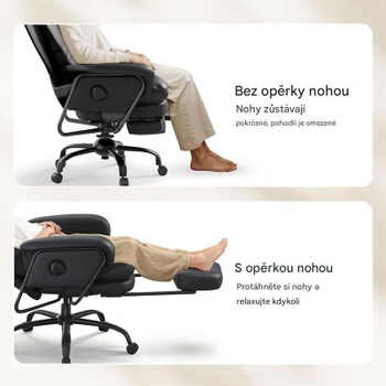 Ergonomická kancelárska stolička HC4-PBK, s funkciou sklápania 160 °, čierna - B