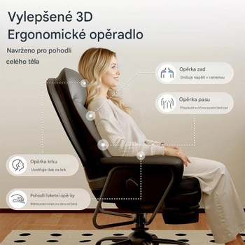 Ergonomická kancelárska stolička HC4-PBK, s funkciou sklápania 160 °, čierna - B
