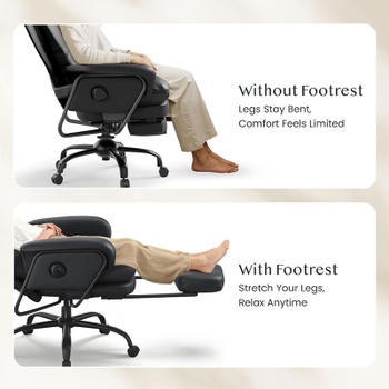 Ergonomická kancelárska stolička HC4-PBK, s funkciou sklápania 160 °, čierna - B