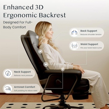 Ergonomická kancelárska stolička HC4-PBK, s funkciou sklápania 160 °, čierna - B