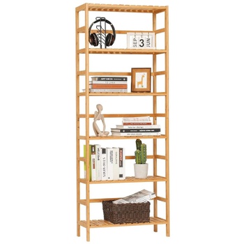 Bambusová polica so 6 nastaviteľnými policami, 60 x 26 x 162 cm, bambus - A