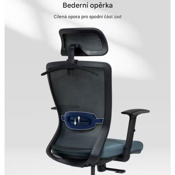 Ergonomická kancelárska stolička BS3G-V2, 2D opierka hlavy, čierno/modrá - A