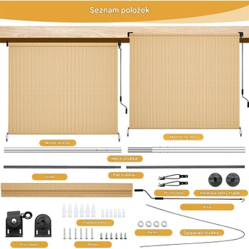 Vertikálna markíza HLS024KD-1, 180 x 180 cm, khaki - A