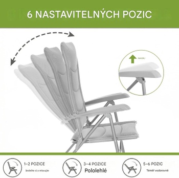 Skladacia záhradná stolička XYC-334G, do 150 kg, svetlo šedá - A