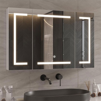 Zrkadlová LED skrinka do kúpeľne DJ504915_3, 100 x 63,6 cm, biela - B