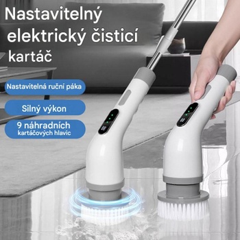 Bezdrôtová čistiaca kefa KS-QJ6, 9 vymeniteľných hlavíc, sivá - A