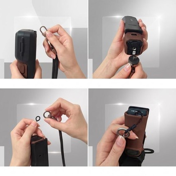 Popruh pre fotoaparát Insta360 Luna Ultra s objektívom a ochranou displeja, hnedý