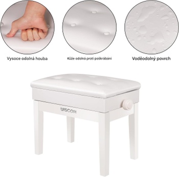 Klavírna stolička s úložným priestorom YX122, 57,5 ​​x 35,5 x 49 cm, biela - A