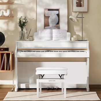 Klavírna stolička s úložným priestorom YX122, 57,5 ​​x 35,5 x 49 cm, biela - A