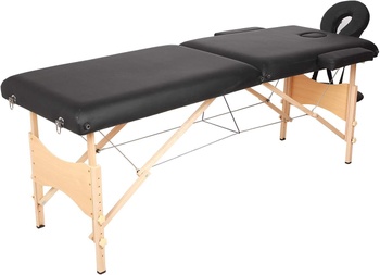 Masážny stôl s opierkou hlavy a podrúčkou 60KH2104S, 185 × 60 cm, čierny - N