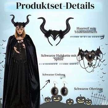 Dámsky halloweensky kostým, diabolský kostým pre ženy obsahuje 170cm plášť s kapucňou, krajkovou