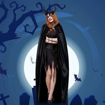 Dámsky halloweensky kostým, diabolský kostým pre ženy obsahuje 170cm plášť s kapucňou, krajkovou