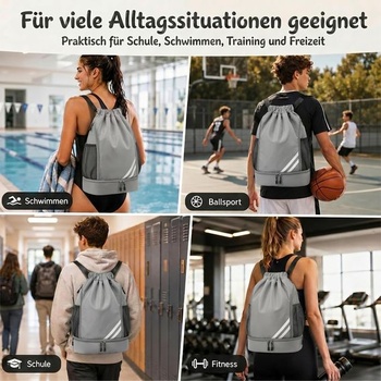 Dětská sportovní taška, taška do posilovny, sportovní batoh, sportovní taška, šedá