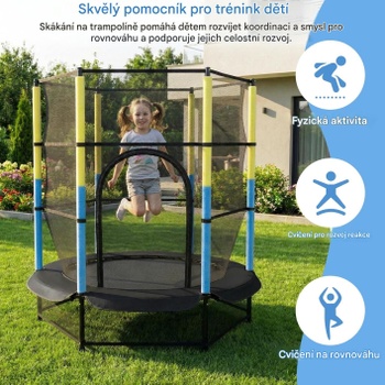 Detská trampolína s bezpečnostnou sieťou TX-B7105C-4, Ø140 cm, modro/žltá - A